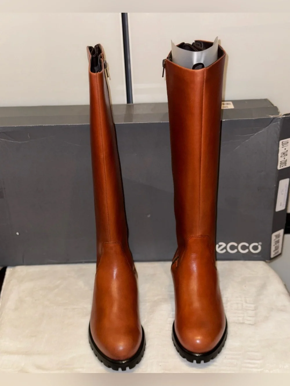 ECCO Tall Women’s Leather Riding Boots in Cognac
